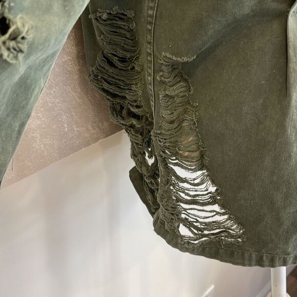 FURST OF A KIND Military Style Distressed Army Green Jacket - Picture 7 of 8